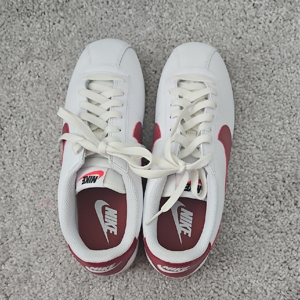 Nike Classic White and Burgundy Sneakers